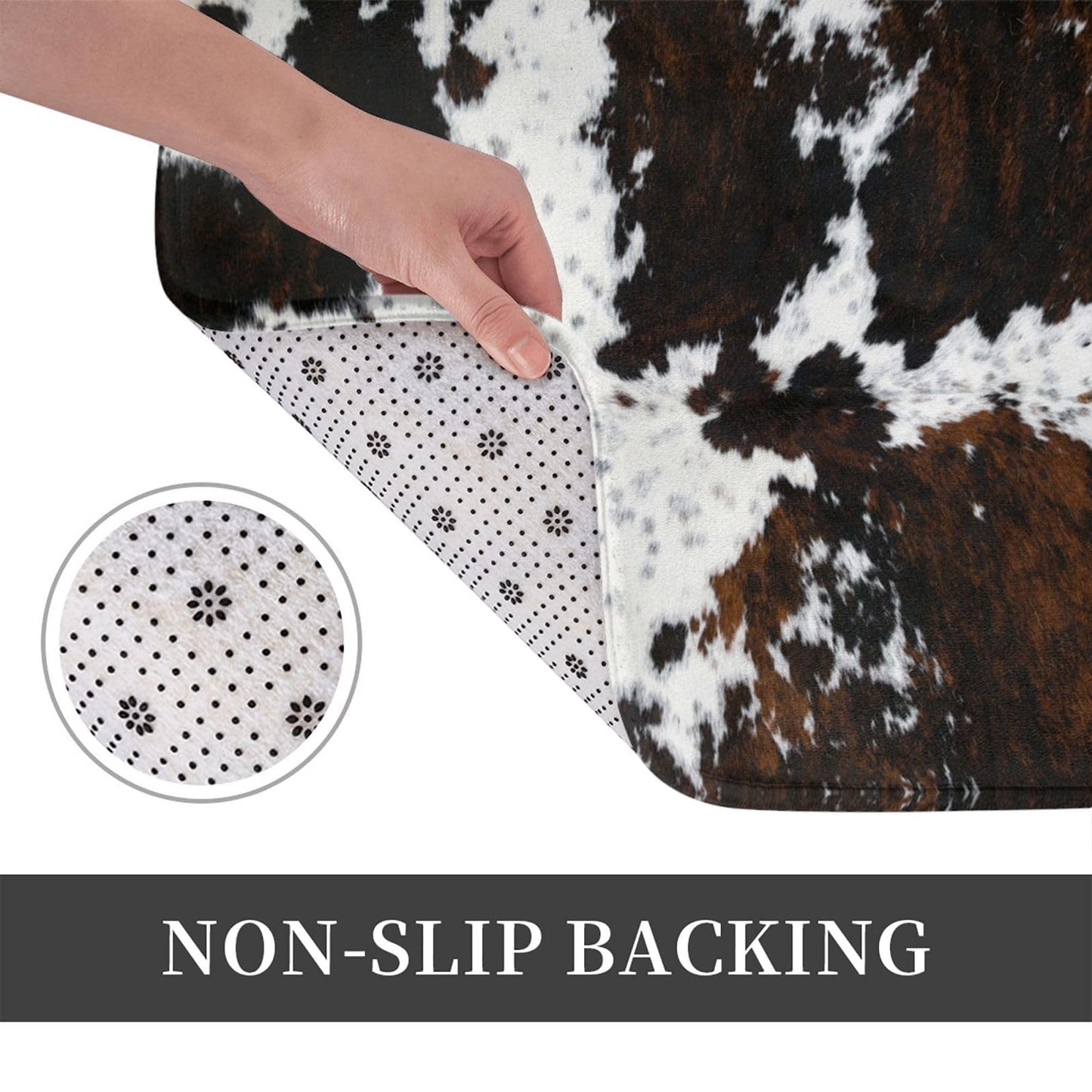 Western Cowhide Cow Print Bath Mats 15.7x23.6 Inch for Bathroom, Soft Absorbent Cow Bath Rug Non-Slip Floor Rug Carpets for Kitchen Bathroom Laundry Bedroom Living Room Decoration
