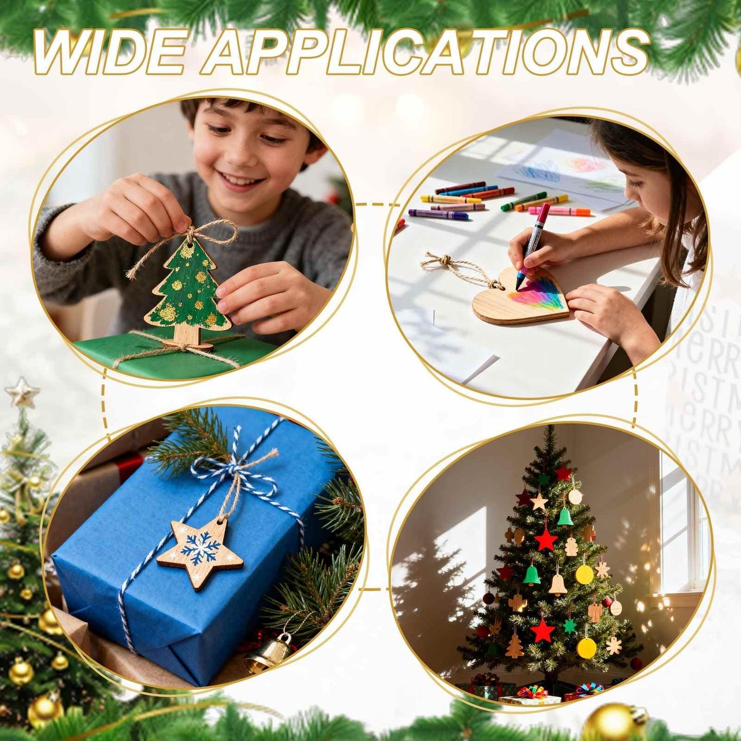 MECCANIXITY 10Pcs 7" Wooden Snowflake Ornaments & Rope, DIY Paint Blank Unfinished Wood Snowflake Cutouts for Art Crafts DIY Hanging Decorations Halloween Christmas Birthday Autumn Gifts