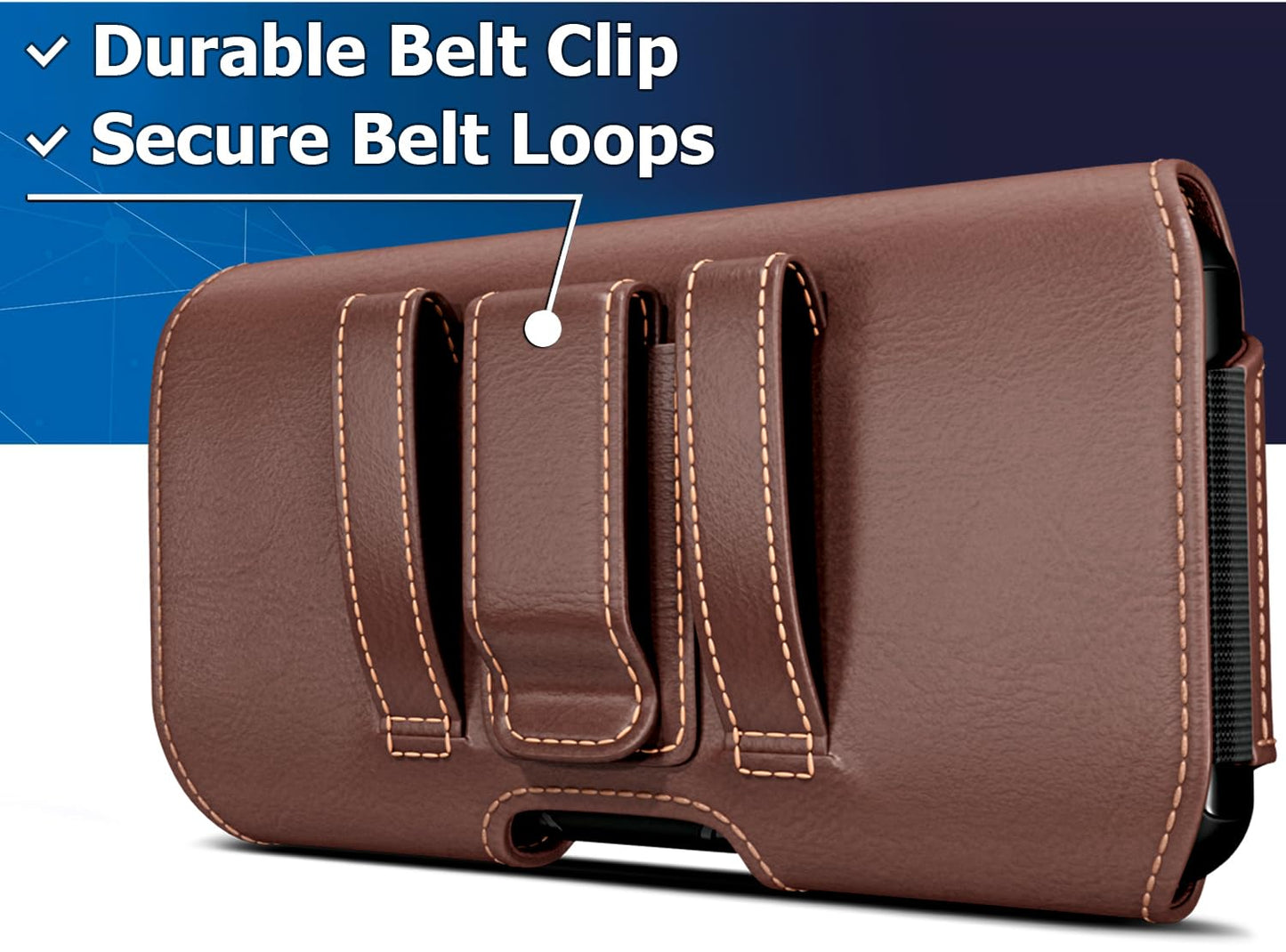 DeBin Holster for iPhone 17 17 Pro 16 Pro 16e 15 15Pro 14 13 12 11 Xs 10 X XR – Cell Phone Belt Holder Case with Clip for Men Women Pouch (Fits Protective Cover on) Brown