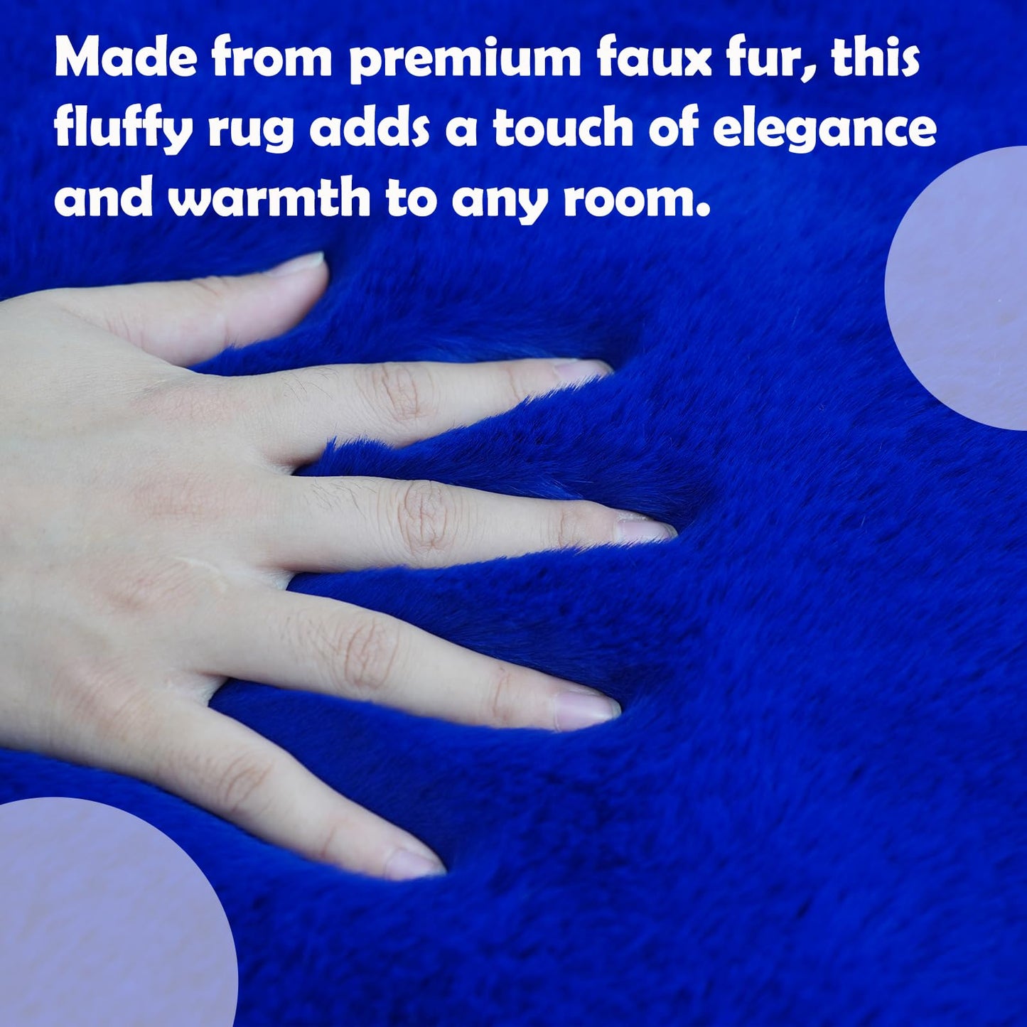 LLSPW Fluffy Synthetic Rabbit Fur Area Rug Soft Faux Rabbit Plush Rug Machine Washable Non-Slip Backing High Density Floor and Sofa Seat Cushions for Living Room White and Blue 2x6 ft