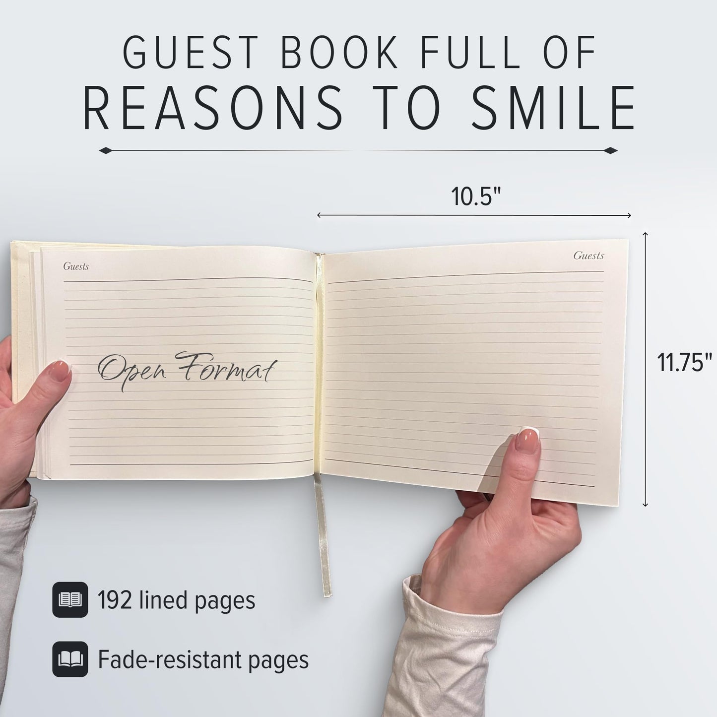 Gallery Leather Guest Book - Great for Wedding, Reception, Baby and Bridal Shower, Birthday Party and Vacation Home - 192 Lined Pages to Sign In, add Polaroid Photo - Hardcover 9x7" - Acadia Black