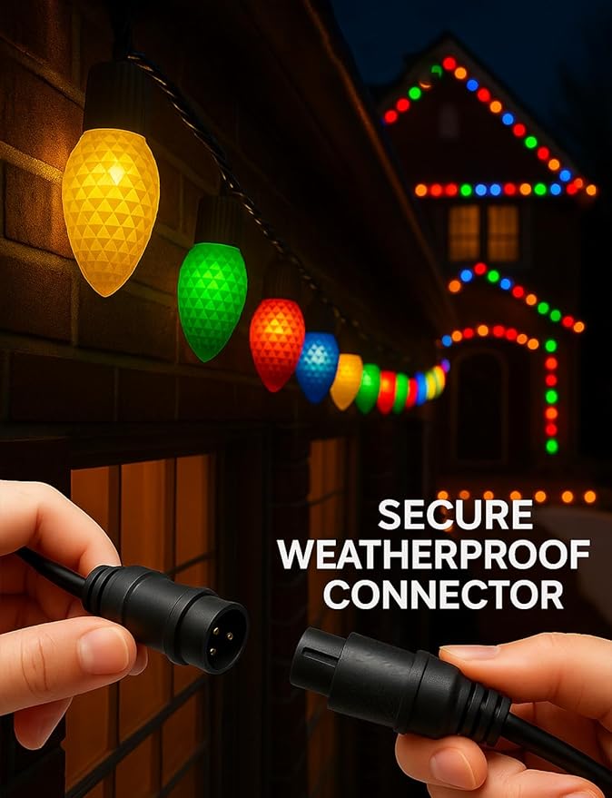 Smart Christmas Lights C9 Outdoor,66FT 100LEDs,App Remote Controlled RGB Chasing String Lights with DIY & Timer,108 Modes, Music Sync,Waterproof for Tree,Garden,Holiday Display,Halloween Lights
