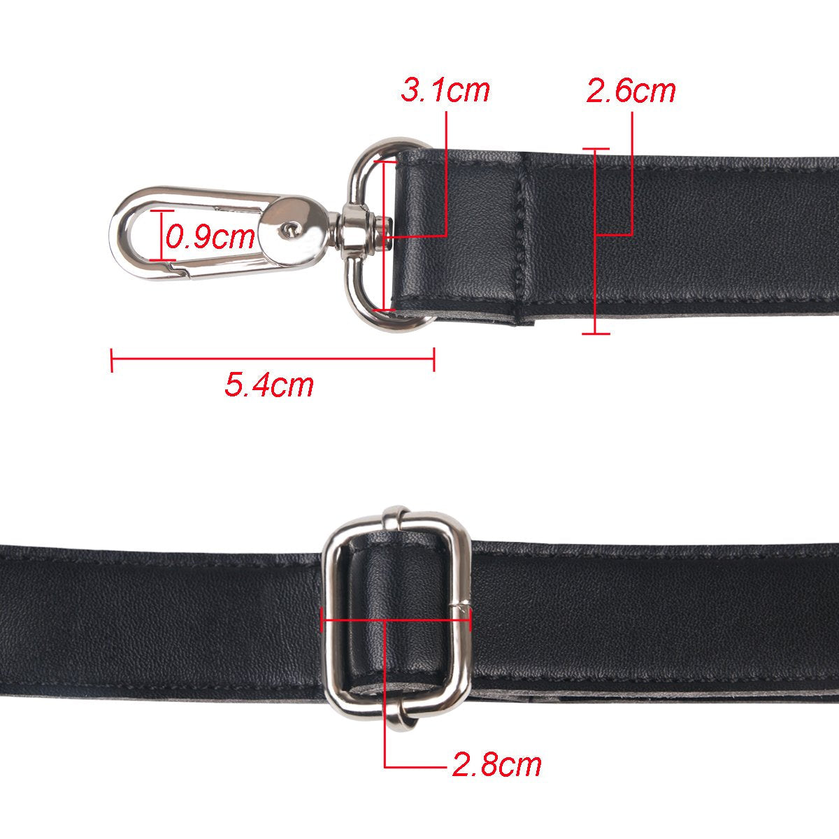 BOMKEE Purse Straps Bag Shoulder Leather Strap Replacement 61 Inch Synthetic Messenger Bag Strap with Metal Swivel Hooks for Bag Wallet DIY Purse (Black)