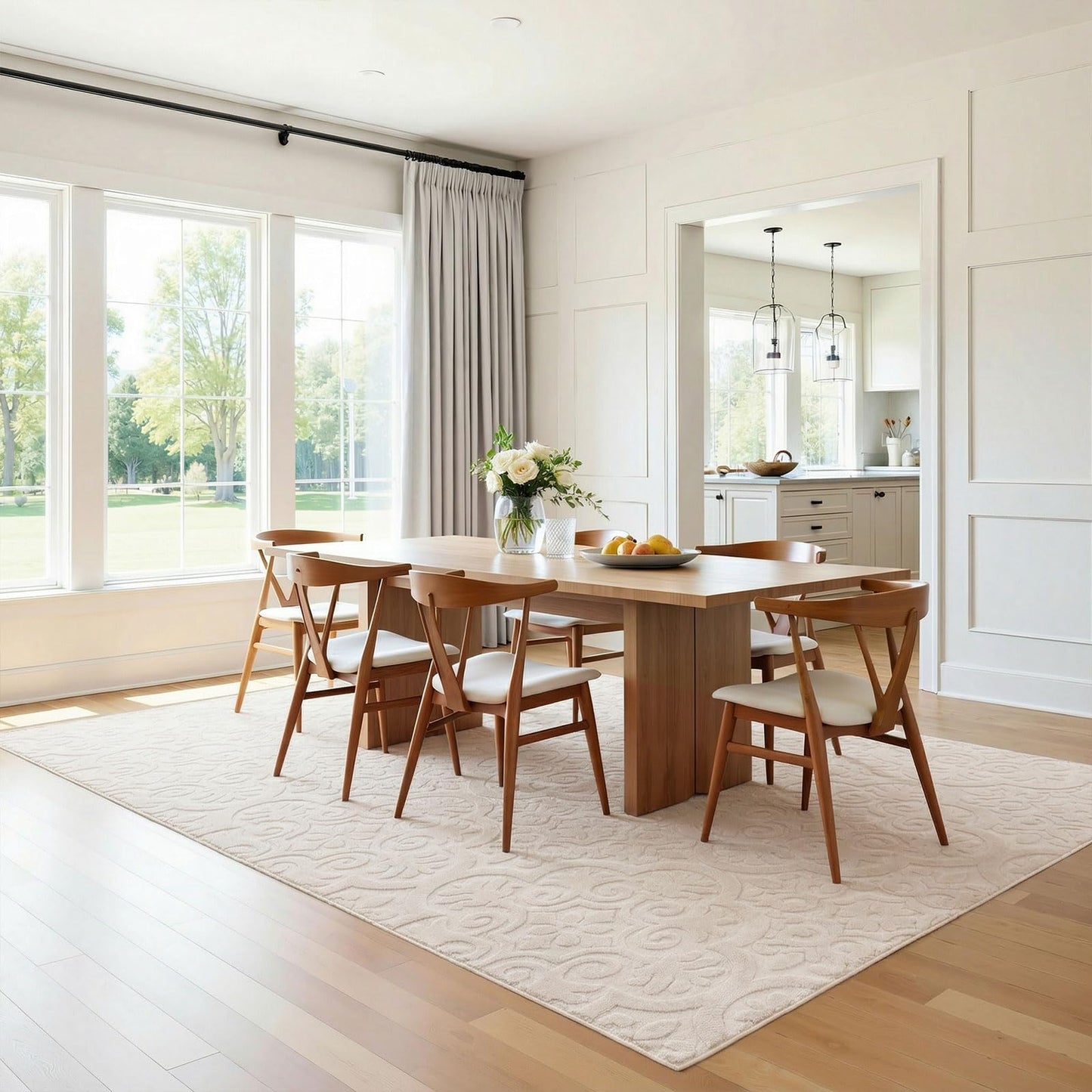 U'Artlines 6x9ft Washable Area Rug for Living Room, Neutral Beige Modern High-Low Pile Rug for Bedroom, Non Slip Soft Cozy Fluffy Large Floor Carpet for Dining Area, Kids Nursery Room