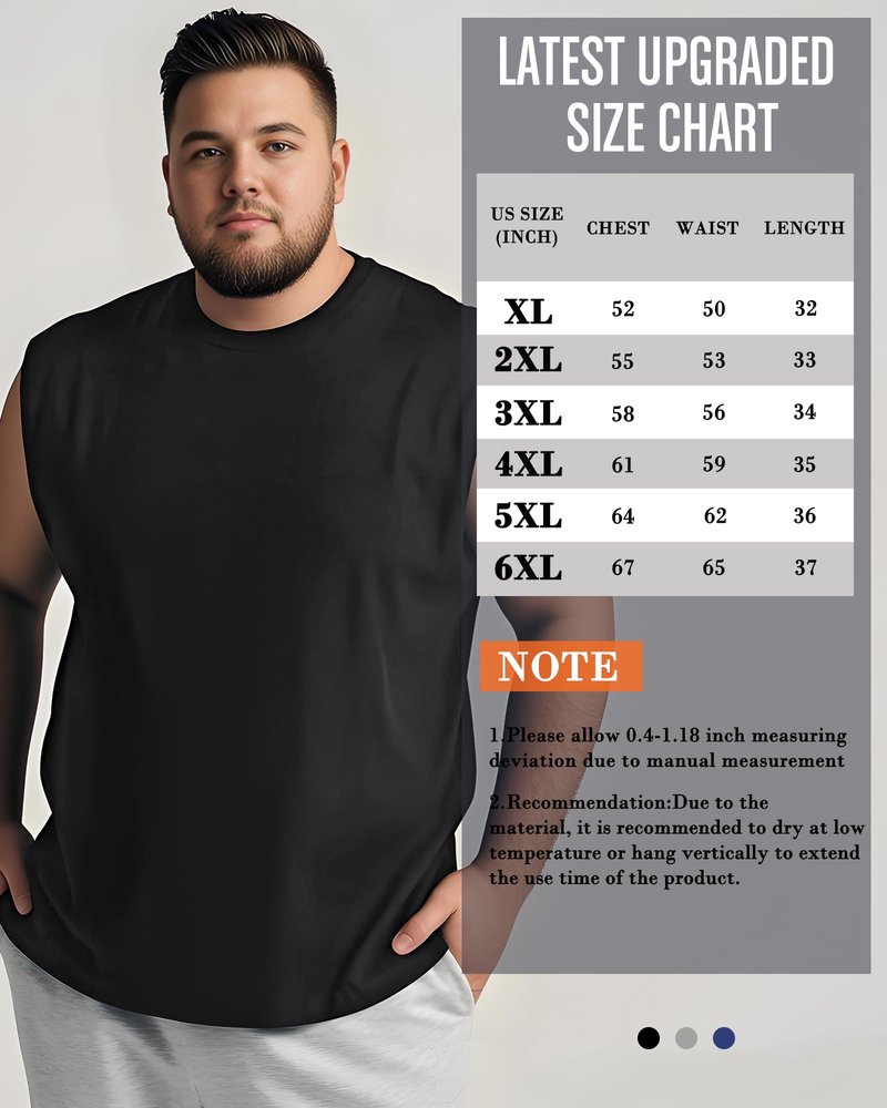 Taiyin 3 Pack Men's Big and Tall Tank Tops Quick Dry Muscle Workout Sleeveless T Shirts Summer Gym Active Undershirts(Black, Gray, Navy Blue,X-Large Big Tall)
