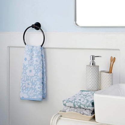 SKL Home Floral Jacquard 100% Cotton 2pc Hand Towel Set, Reversible & Decorative