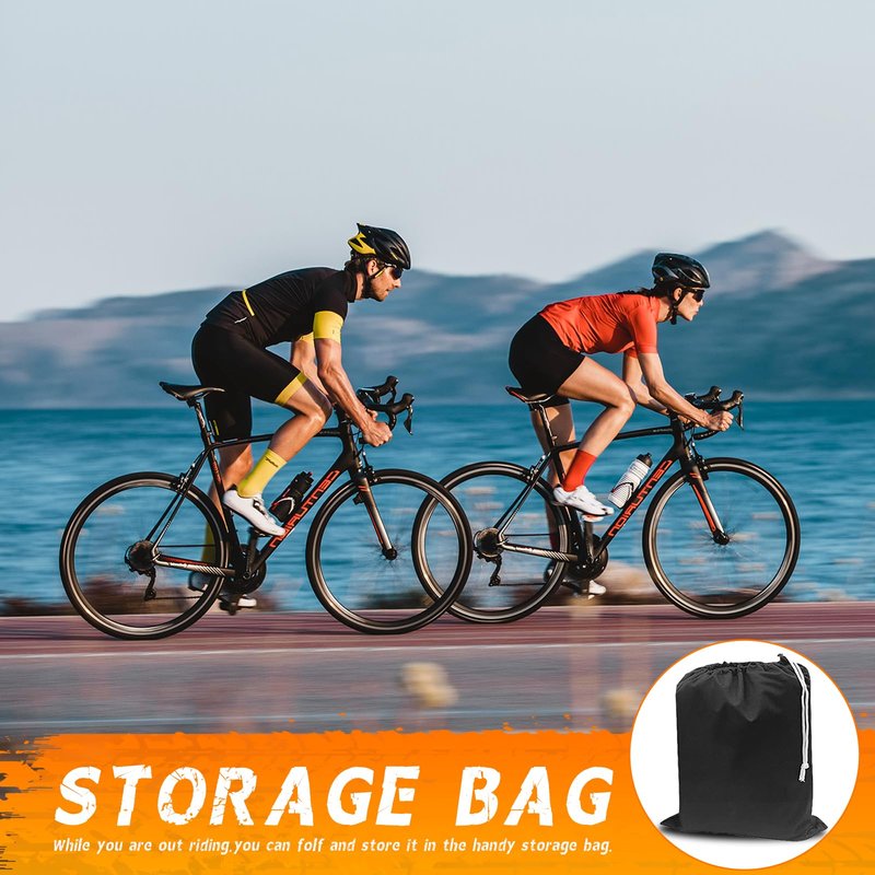Bike Cover, Outdoor Waterproof Bicycle Cover for Rain /Sun /Dust /Wind Protection, Bicycle Accessories with Lock Hole and Storage Bag, Suitable for Mountain Road E-Bikes, Black/Silver (Fits 1-2 Bikes)