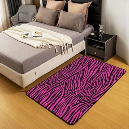 Feelyou Zebra Decorative Carpet Area Rug 3x5 Animal Print Living Room Rugs for Kids Boys Girls Decor Hot Pink Accent Rug Abstract Art Decorative Rug Stripes Doormats Floor Mat