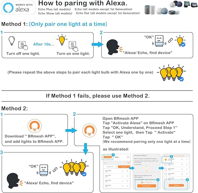 UCB Alexa Light Bulb 130W Equivalent, Smart Light Bulbs Warm White to Daylight Tunable, A19 E26 Bluetooth LED Bulbs Work with Alexa Only for Bedroom Kitchen Living Office No WiFi Required 4 Pack