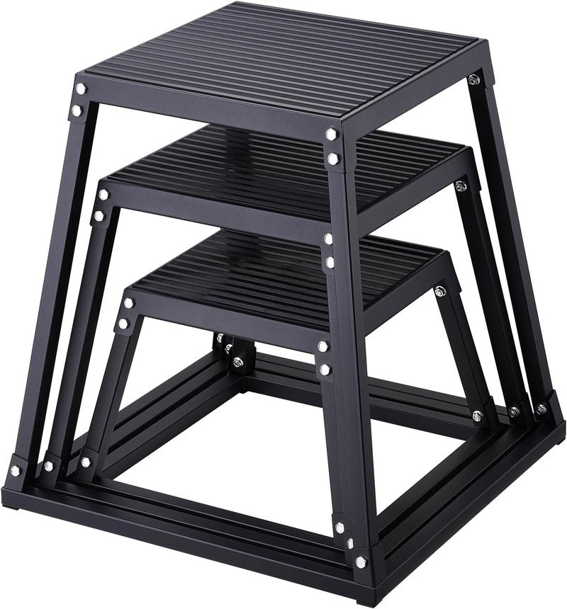 VEVOR Plyometric Jump Box - Steel Fitness Platform for Home Gym Training | Black