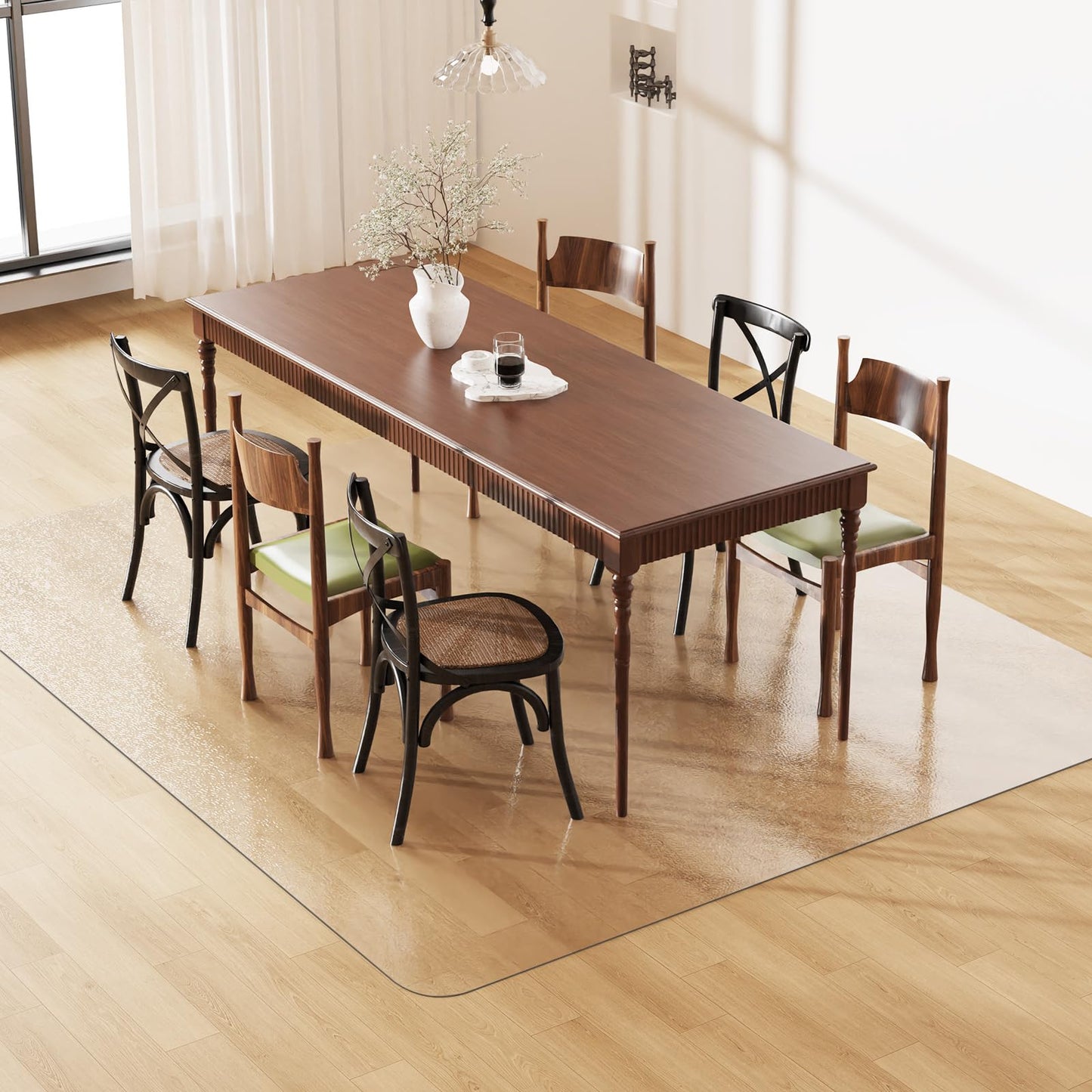 Mymeely Floor Mat for Home, 5'x7' Upgraded Clear Area Rug for Dining Room, Non-Slip Hard Floor Living Room, PVC Waterproof Vinyl Floor Protector Mat, Large Plastic Under Bedroom, Kitchen, Table