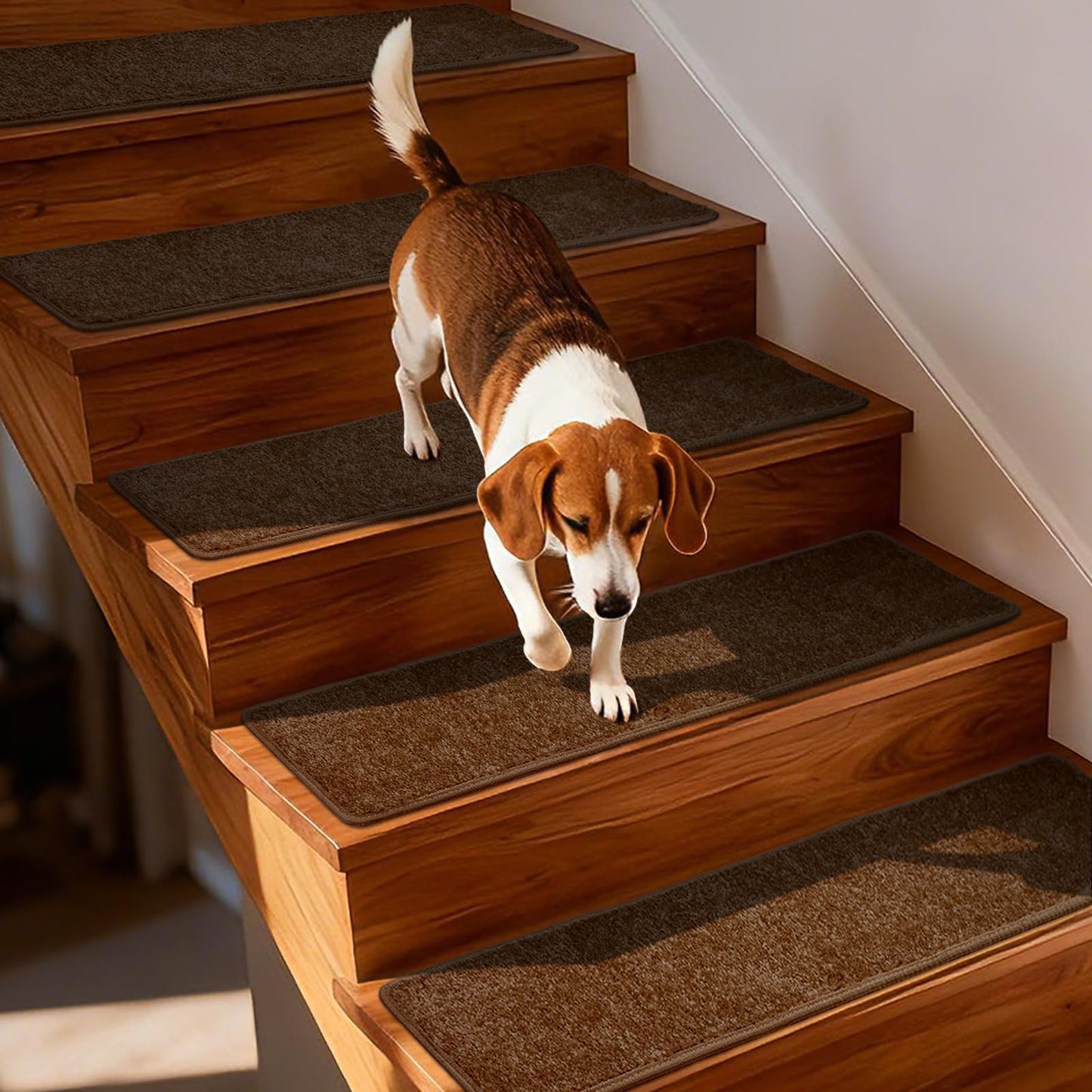 Umimile Peel and Stick Stair Treads Non Slip, Extra Thick 0.6" for Wood Steps, 15 Pack Carpet Stair Treads Indoor with Strong Adhesive, Stair Runner for Safety of Kids, Elders, Pets (Brown, 8"x30")