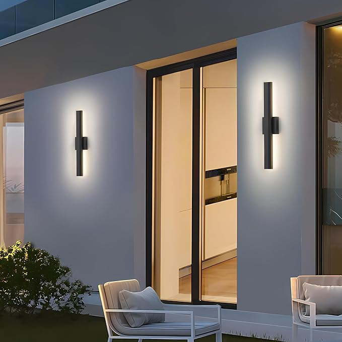 LamQee 23.6 In Aluminum Long Outdoor Wall Light, 3000K 1600LM Integrated LED Waterproof IP65, Linear Modern Exterior Lighting Fixtures Wall Mount Outside Sconce for House Porch Patio Garage Front Door