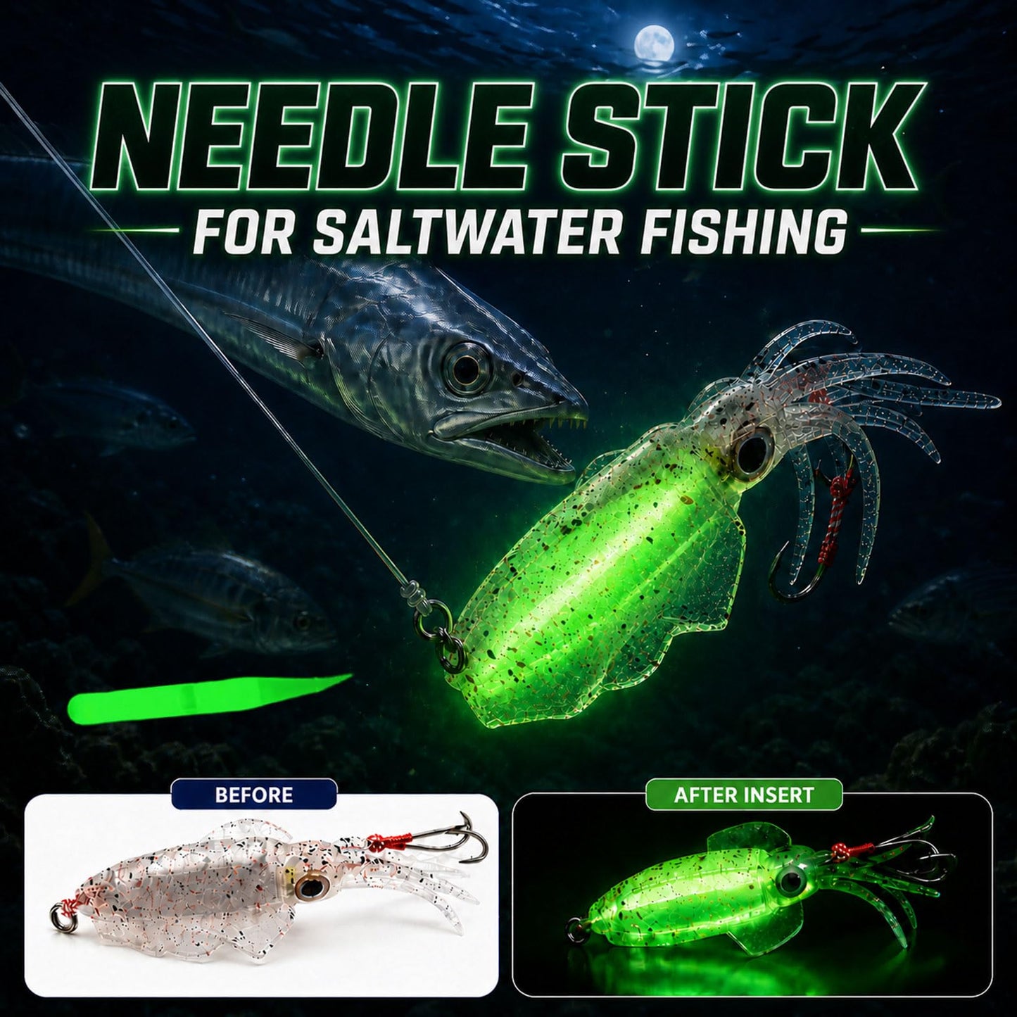 LINGUANG Needle Fishing Glow Sticks for Glow in The Dark Fishing Lures