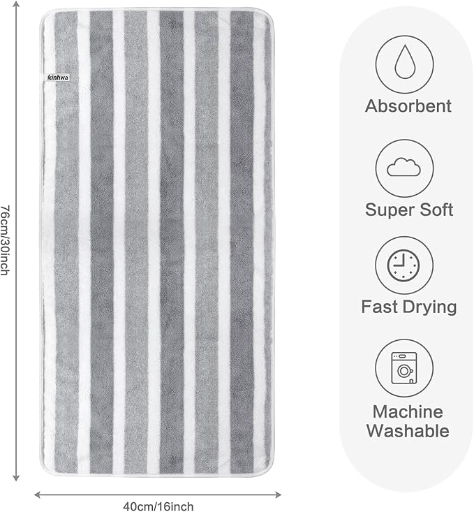 KinHwa Microfiber Hand Towels for Bathroom Soft and Absorbent Face Towels Grey