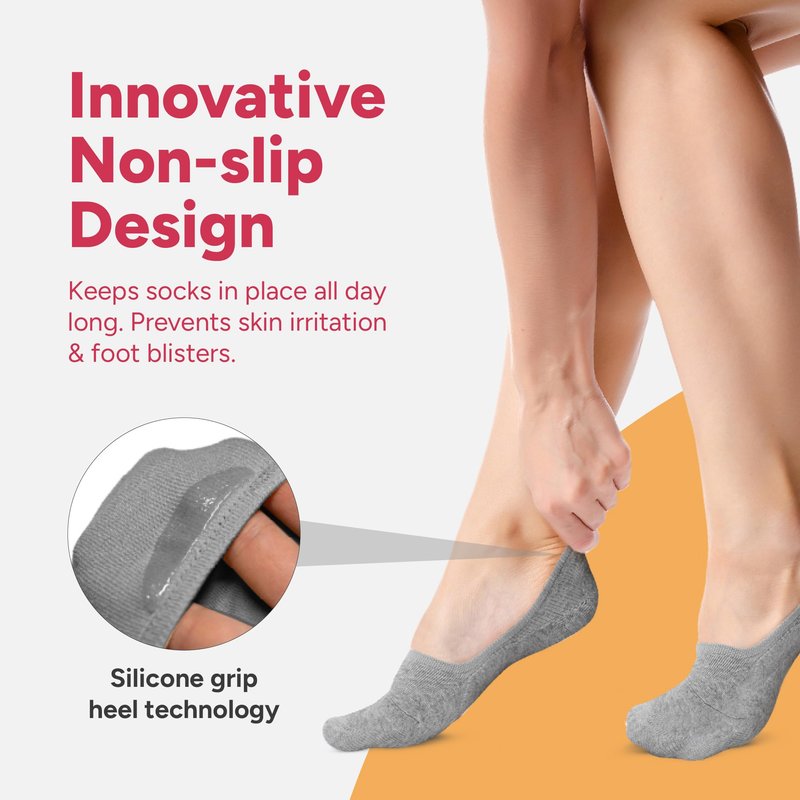 Eedor Women's No Show Socks, Comfy Non-Slip, Low Cut Invisible Liner Socks for Casual and Formal Wear, Durable, Soft, Stretchable Fabric - 8 Pairs, Medium, Size 7-8 - Black, Gray, Beige, and White