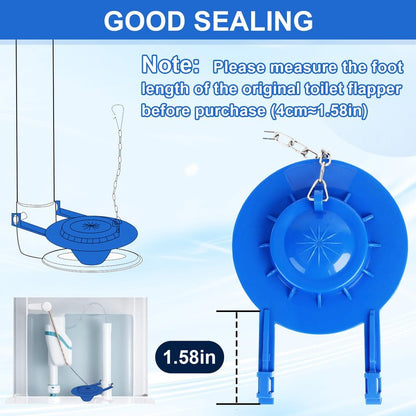 2-Inch Toilet Flapper Replacement Kit Compatible with Most Kohler, American Standard, TOTO & Standard 2″ Flush Valves, High Performance Rubber with Stainless Steel Chain, Easy Install (2 Pack, Blue)