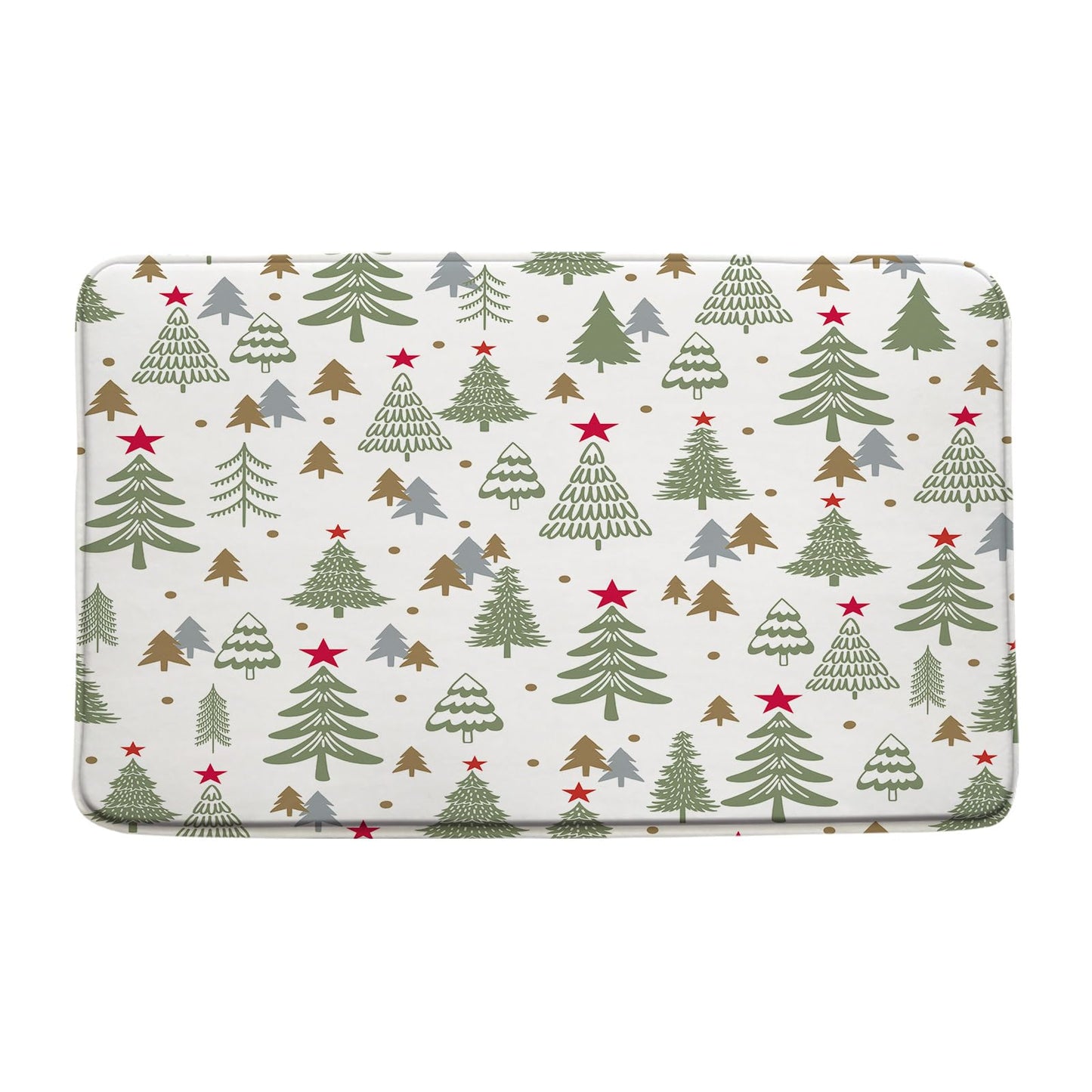 ZRUWUA Christmas Tree Bath Mat Sage Green Xmas Tree Pine Cartoon Winter Holiday Cute Microfiber Memory Foam Bath Decor Mat 17.8"x29.5"
