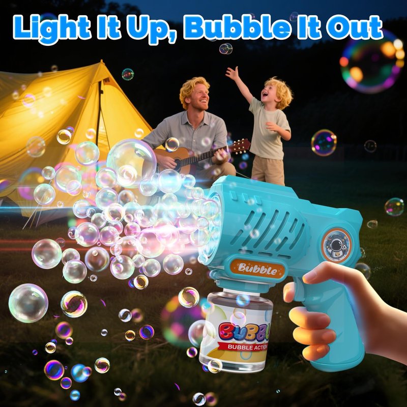 Bubble Gun Machine - 2 Pack Outdoor Toy for Kids 3+ Years | Includes Bubble Solution, Perfect Birthday Gift for Boys & Girls 4-8