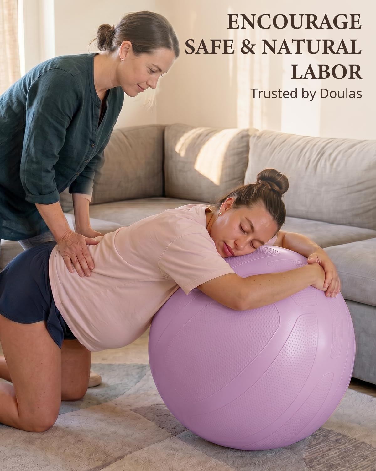 Trideer Pregnancy Birthing Ball, 1.7mm Extra Thick Yoga Ball for Maternity, Labor, Physio, Recovery, Exercise Guide & Daily Comfort Tips for All Trimesters, 1000LB Anti-Burst Non-Slip Stability Ball