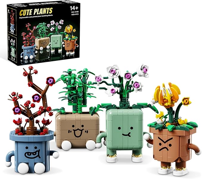 4 Pack Botanicals Flowers Plants Building Set Botanical Collection Blocks Toy for Adults and Kids DIY Home Desk or Shelf Decor Gift for Valentine’s Day