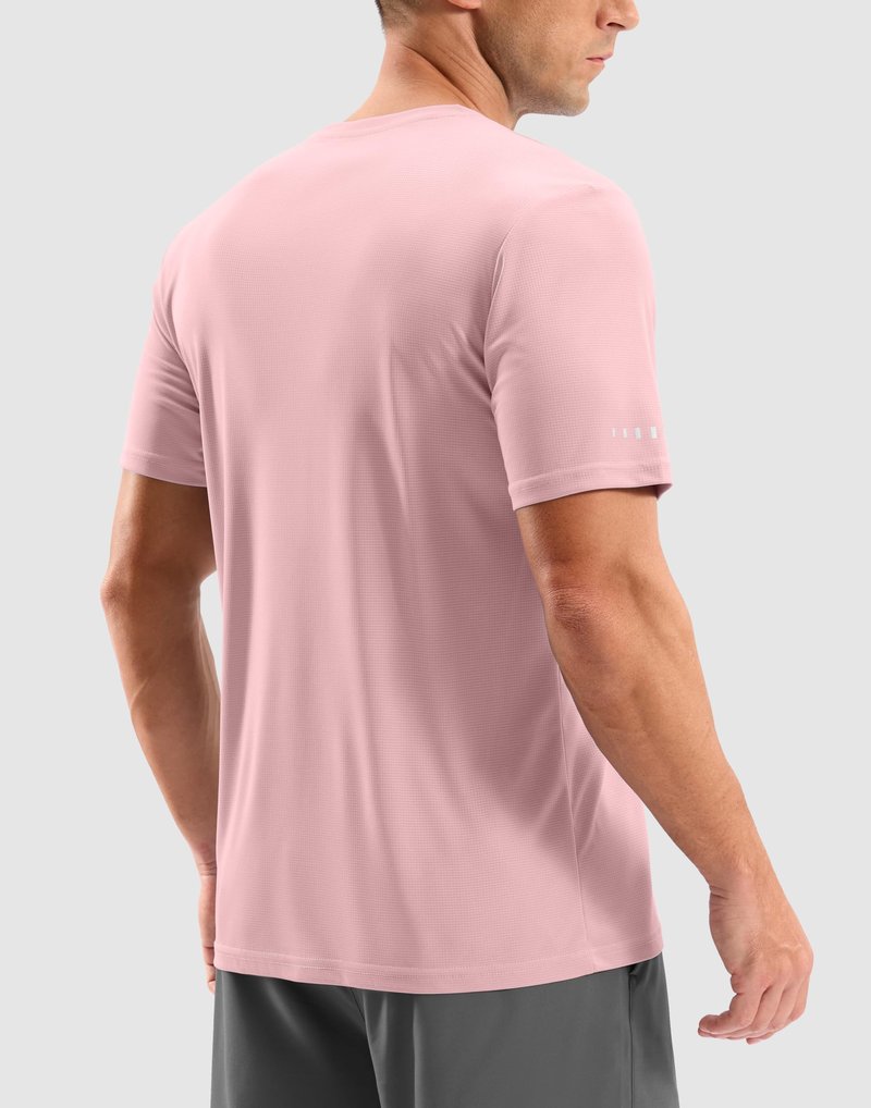 Men's Workout Breathable T-Shirts Dry Fit UPF 50+ Sun Shirts Quick Dry Cooling Tee for Athletic, Running, Hiking (Light Pink, 4XL)
