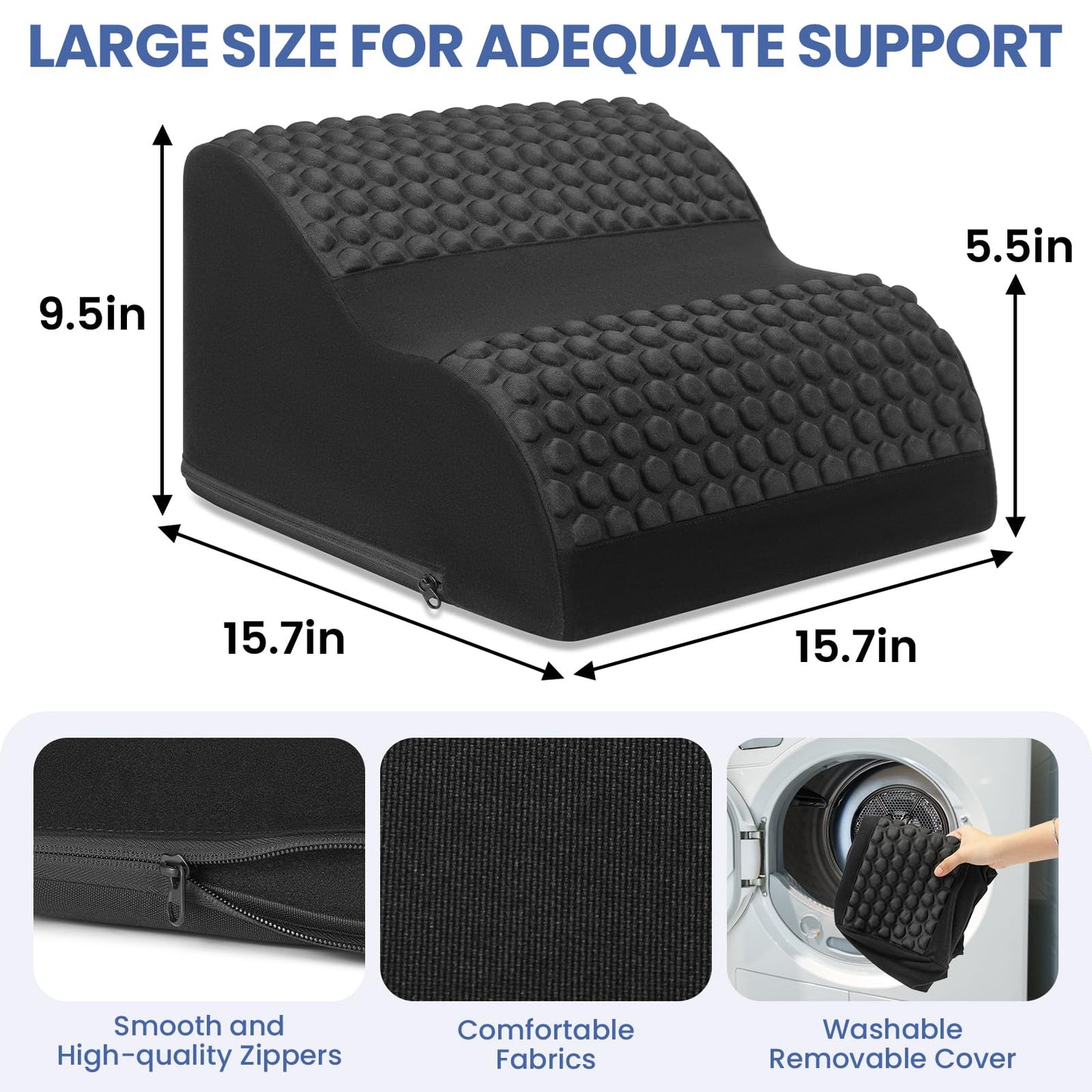Foot Rest for Under Desk at Work, 3-Tier Foot Stool with Massage Dots and Thick High-Density Foam, Ergonomic Footrest with Washable Cover for Home and Office, Back, Legs & Hip Pain Relief, Black