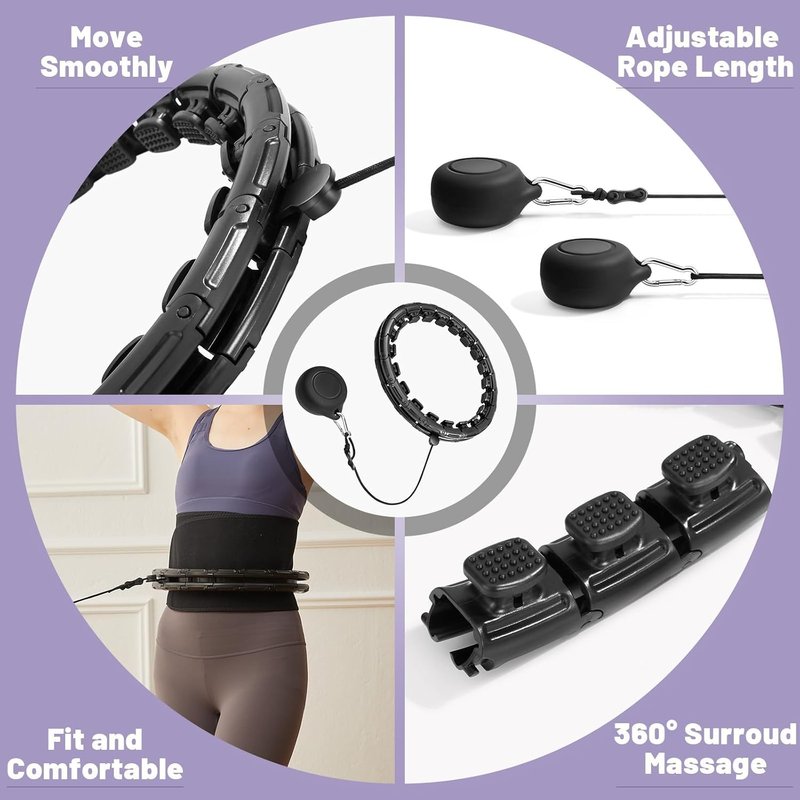 Weighted Fit Hoop for Adults - Plus Size Smart Fitness Hoop with Extra Sweat Belt | 32 Detachable Links for Effective Weight Loss & Massage