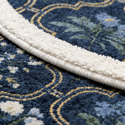 gdmgdr Spring Floral Bathroom Rug 32" x 20" Wild Flowers Bathroom Mat Boho Floral Bath Rug (Oval, Blue)