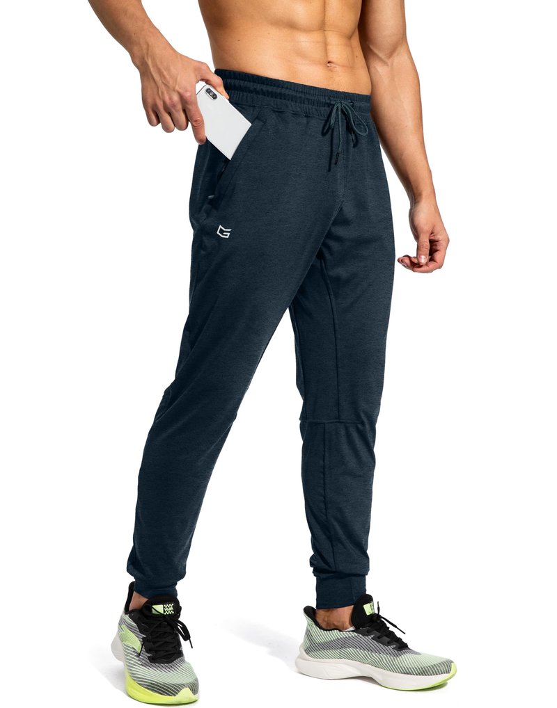 G Gradual Men's Sweatpants with Zipper Pockets Athletic Pants Traning Track Pants Joggers for Men Soccer, Running, Workout(Heathered Cobalt Blue,XL)