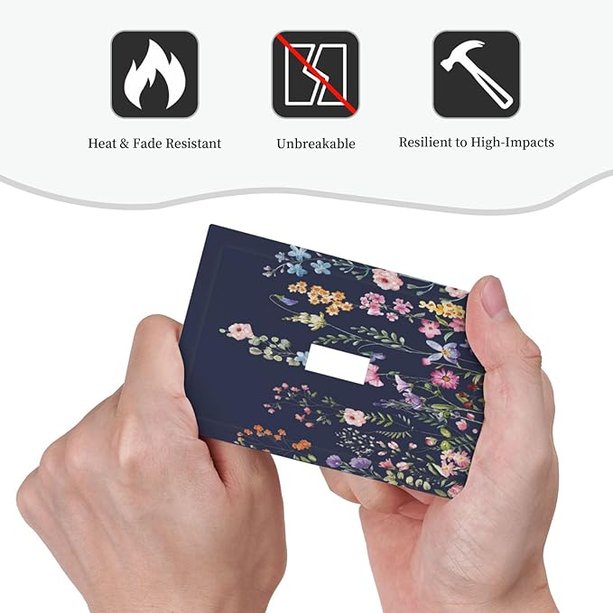 Rustic Wild Floral Darkground Vintage Watercolor Flower 1 Gang Light Switch Covers Decorative Unique Single Toggle Wall Plate Switchcover Electrical Switchplate for Bedroom Decor