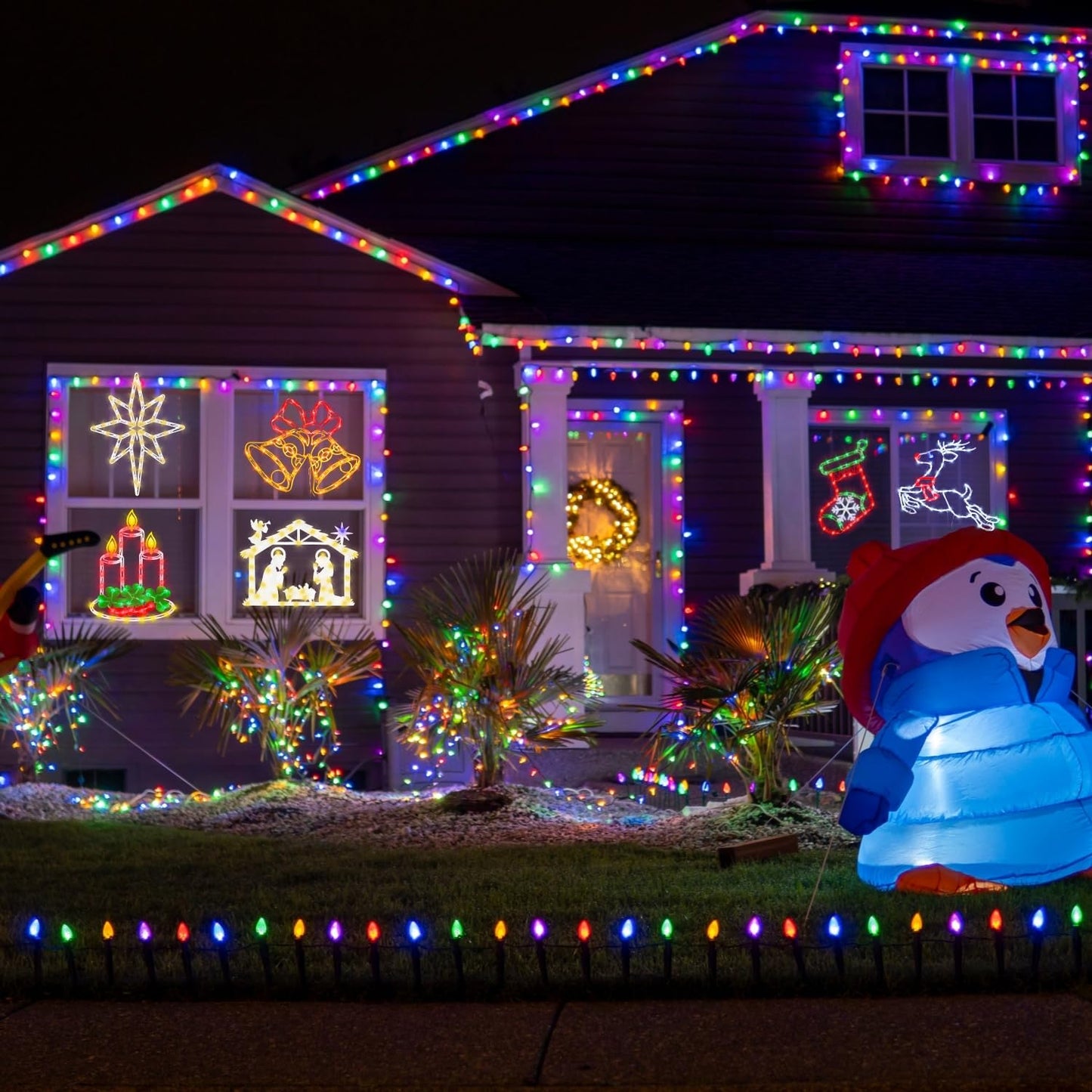 Pytopkto 16" Christmas Window Silhouette Lights Decorations