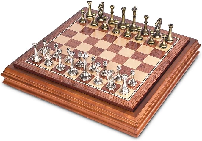 AMEROUS Wooden Chess Board Set with Pieces Storage for Adults Kids 12.5 Inch Chess Set with Metal Pieces Unique Chess Game for Tournament Professional Beginner