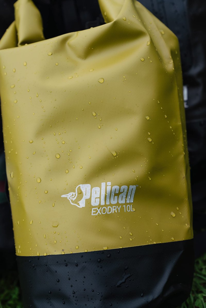 Pelican ExoDry 20L Medium Drybag - Waterproof - Shoulder Straps - Thick & Lightweight - Roll Top Dry Compression - Keeps Gear Dry for Kayaking, Rafting, Hiking and Fishing - Black