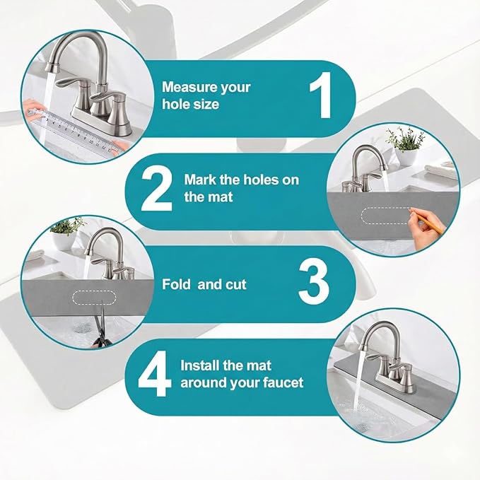 Customizable Faucet Mat for Kitchen Sink: 30"L x 5.5"W DIY Cuttable Bathroom