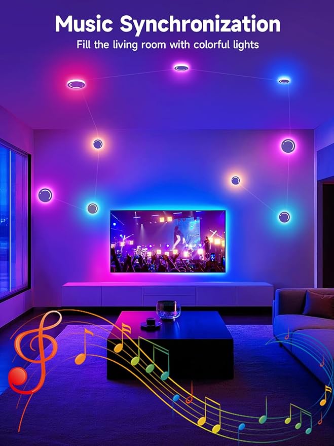 RGB DIY Smart Wall Light, LED Constellation Light, Wall sconces Led Strip Lights, Smart Lamp with App & Remote Control, Music Sync, Colorful Lighting Panels for Home Decor/Gaming/Party