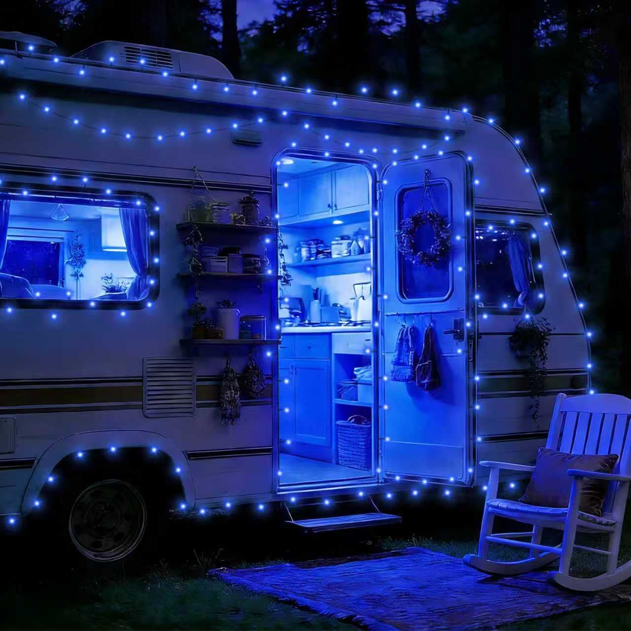 QITONG 500LED Blue String Lights, 165ft Christmas Lights Outdoor Waterproof with Plug in, Green Wire Twinkle Tree Lights Indoor with 8 Modes