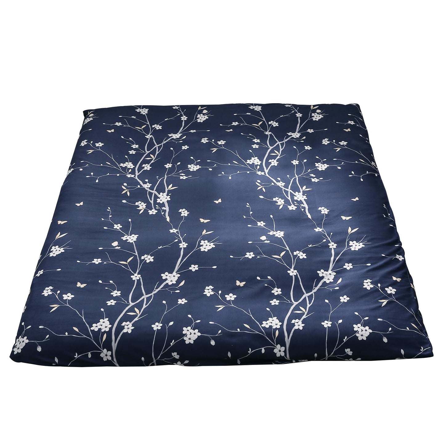 MAXYOYO Mattress Cover for Traditional Japanese Futon Mattress, Futon Floor Mats Cover with Zipper, Super Soft and Machine Washable, Navy Floral, Full