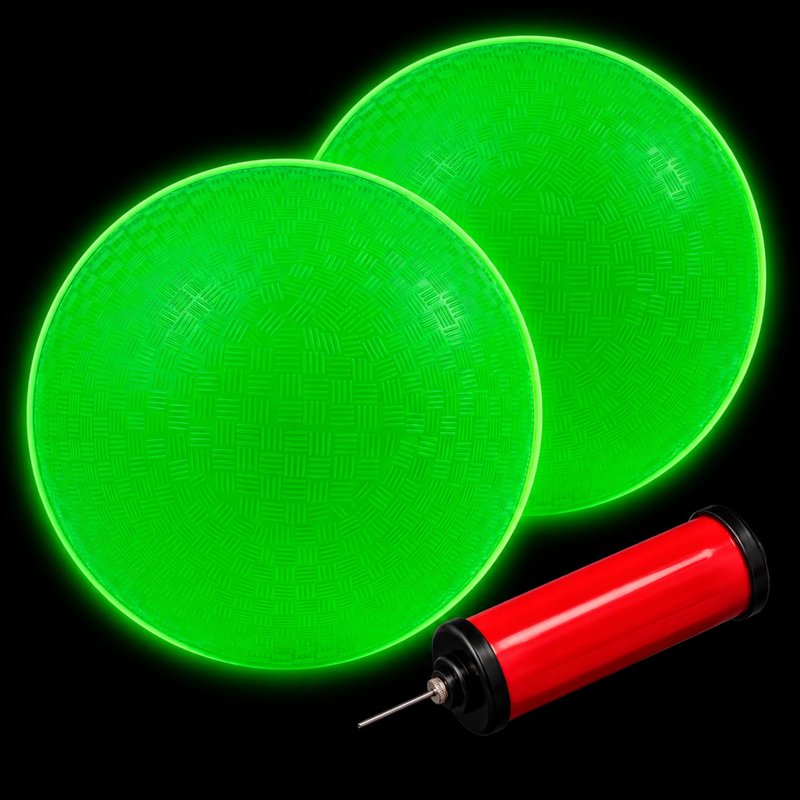 Hiboom 6 Pack Glow in The Dark Kickballs, 10 Inch Light Up Playground Dodgeballs with Pump, No Battery Needed Bouncy Balls for Backyard School and Outdoor Night Activities