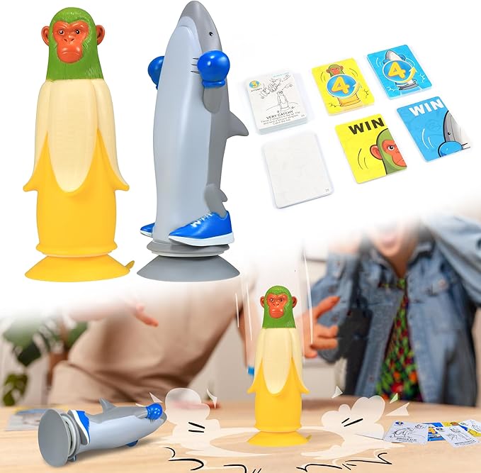 Board Games Banana Monkey VS SharkMan: Flip-Standing Throwing Game Collective Fun for Gathering | Party | Family Game Night Games for Adults and Kids