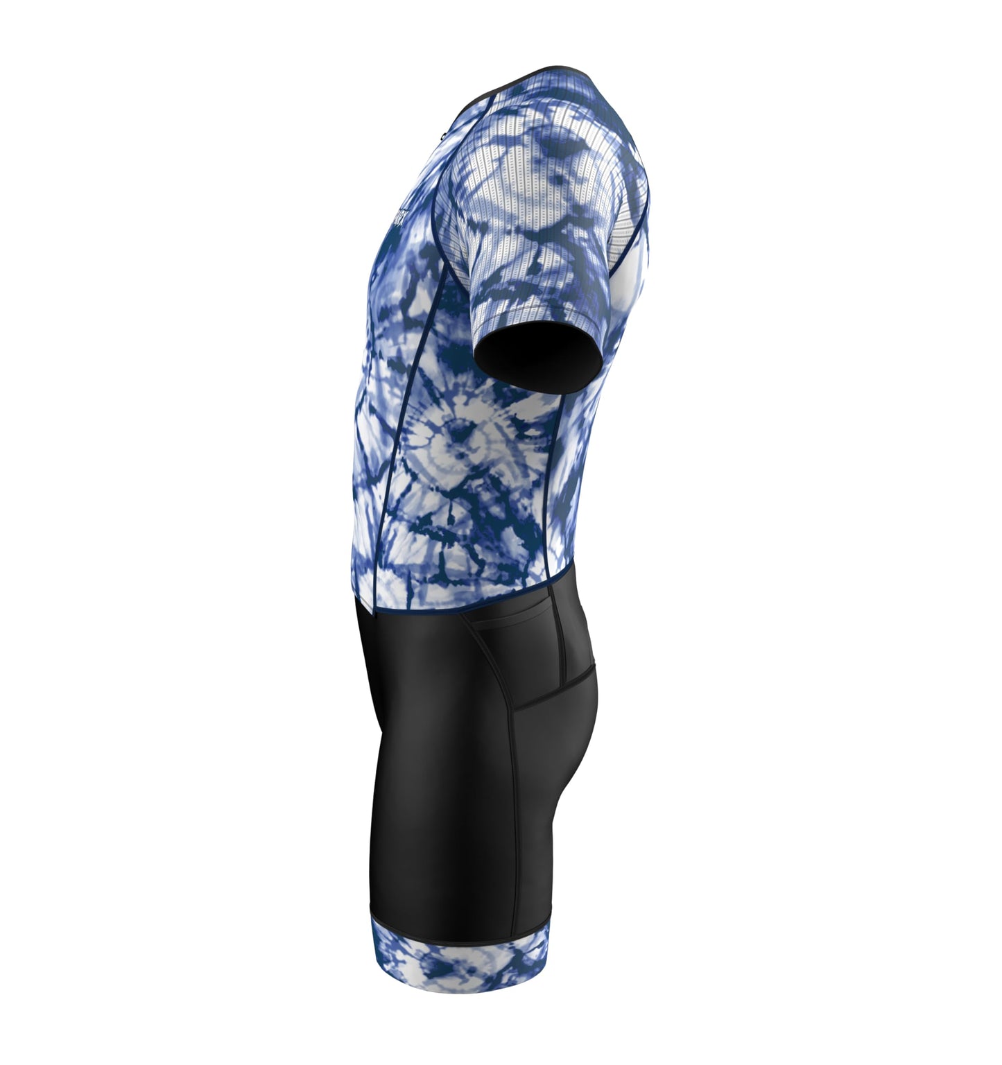 Sparx Mens Elite Aerosuit Triathlon Suit Mens Short Sleeve Tri Suit Skinsuit (Tie&Dye Blue, XL)