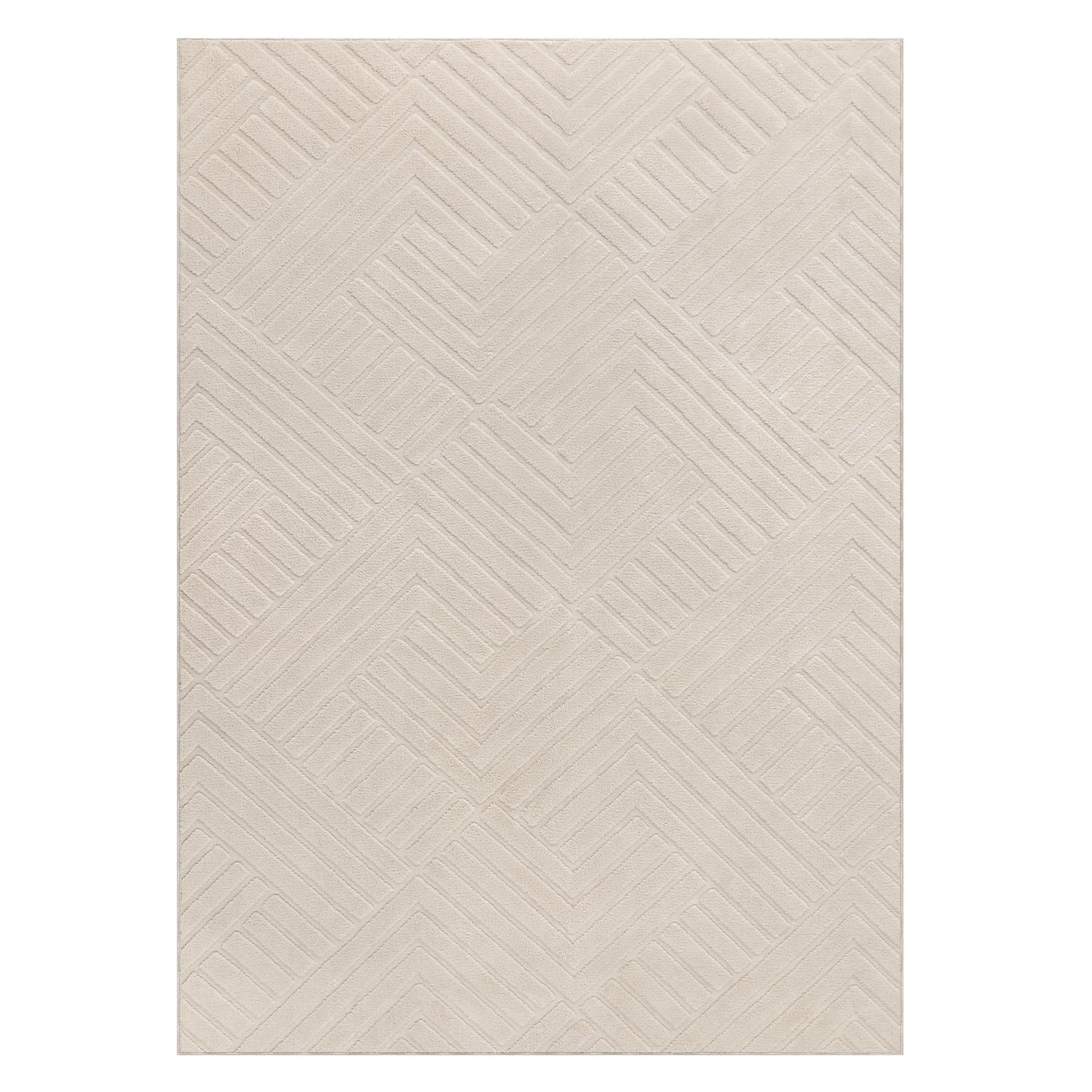 Bsmathom 5x7 Washable Area Rug, Boho Neutral Modern Soft Carpet Mat, Beige