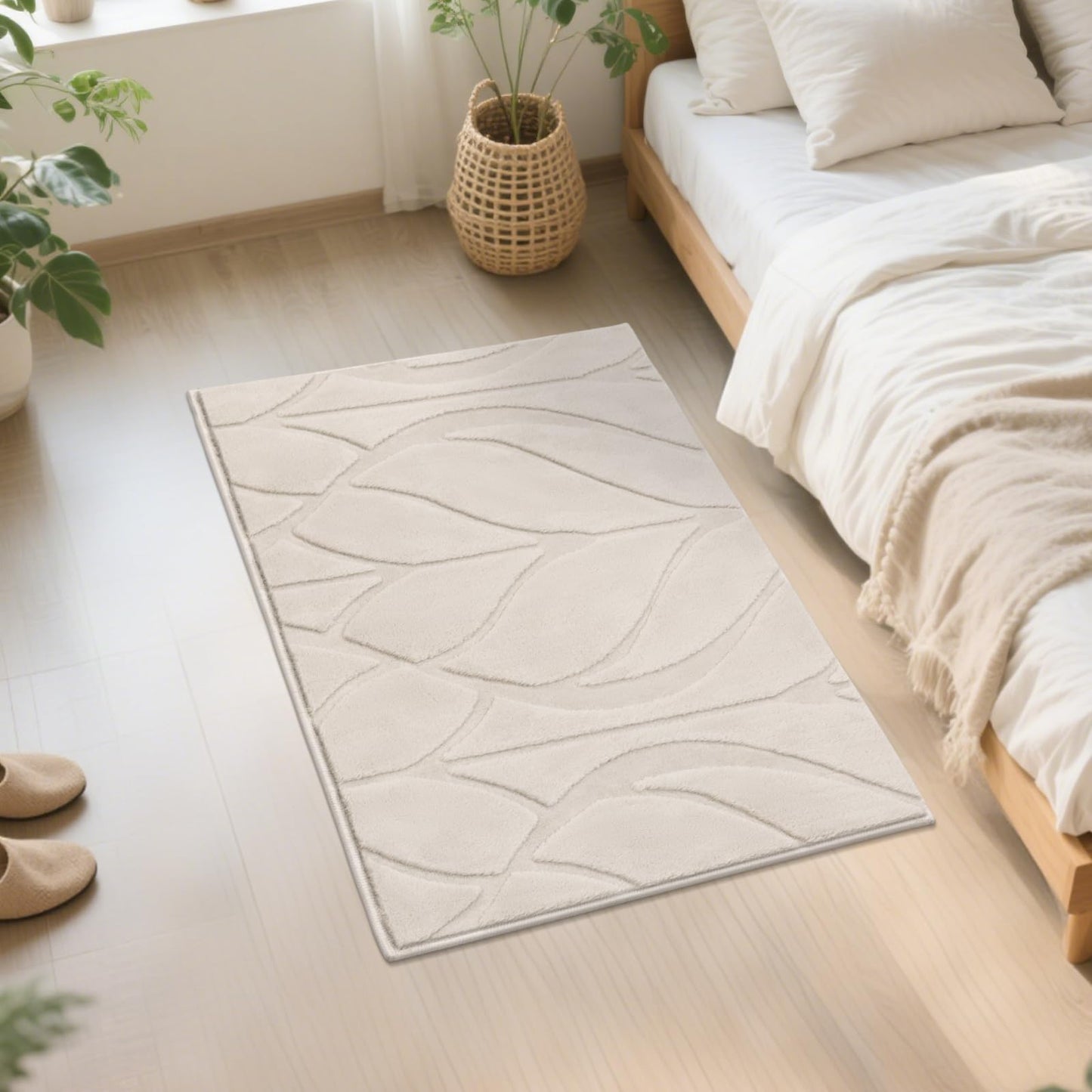 SHACOS 2x3Ft Small Rugs for Entryway, Non Slip Door Mat Indoor Entrance, Machine Washable High-Low Profile Entry Mat, Super Absorbent Front Door Rug for Bedroom Kitchen Bathroom Kids Room (Beige)