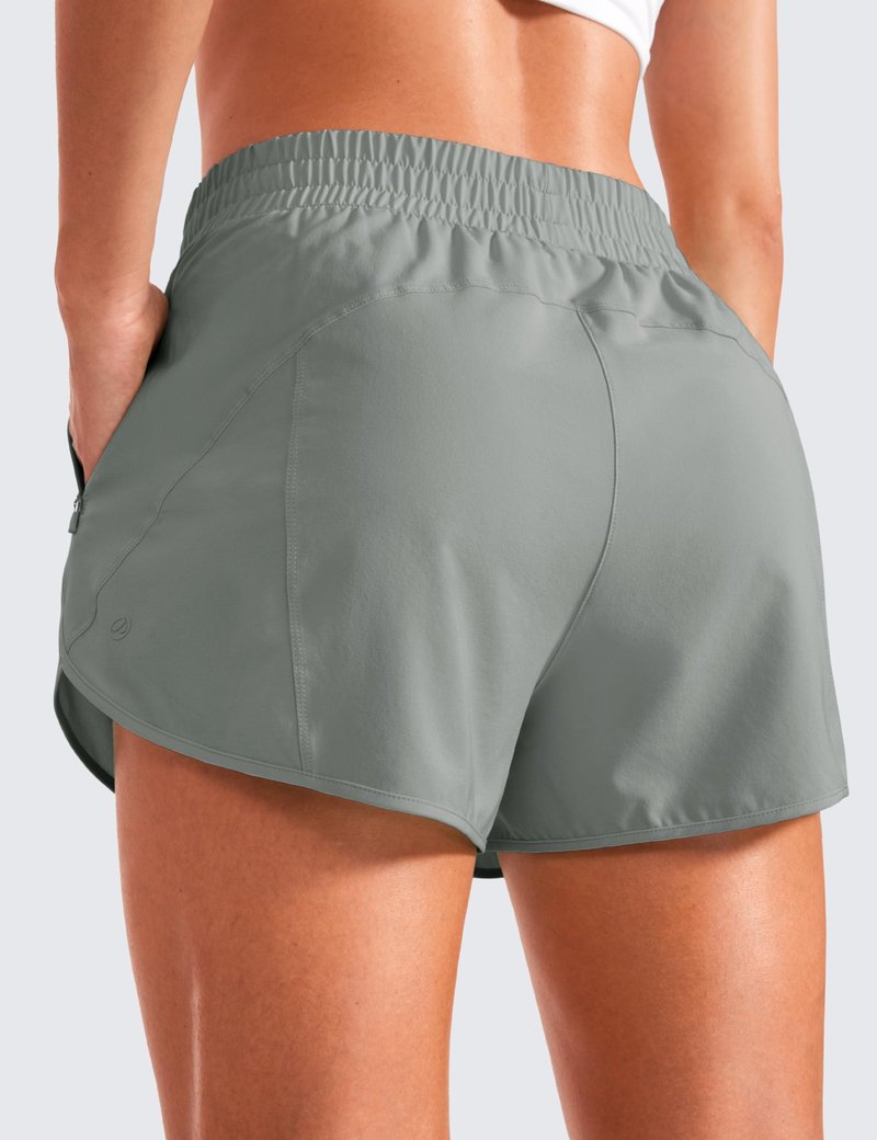 CRZ YOGA Dolphin Athletic Shorts for Women 3" - High Waisted Quick Dry for Running Workout Gym Track with Zip Pocket Sterling X-Large