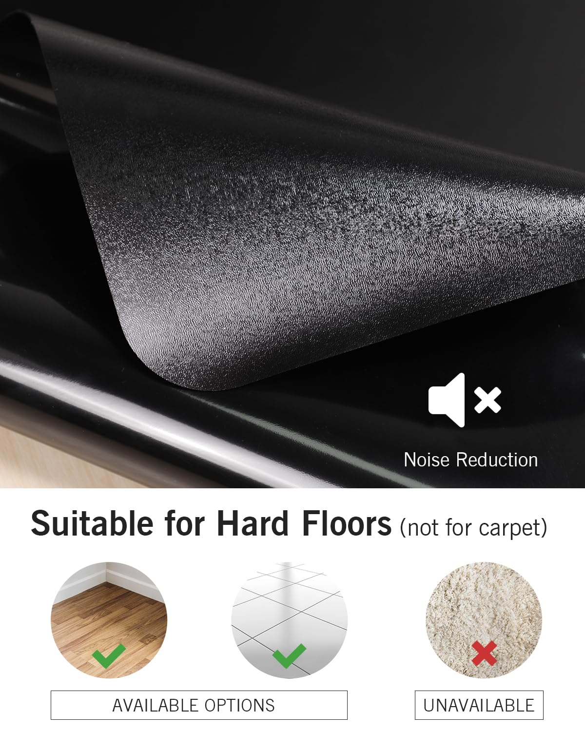 Office Chair Mat for Hard Floors, 48"x60" Anti-Slip Waterproof Floor Protector Desk Chair Mat for Rolling Chairs, Heavy Duty Non-Toxic Computer Area Mat, Easy Glide Floor Mat for Work, Gaming