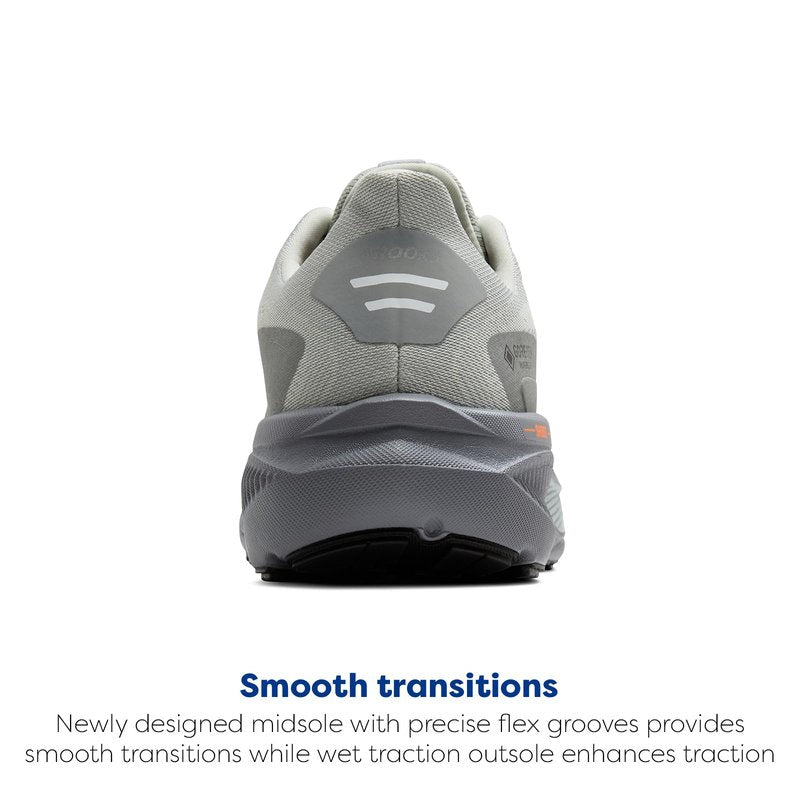 Brooks Men’s Ghost 17 GTX Waterproof Supportive Running & Walking Shoe - Smoke/Primer Grey/Orange - 11.5 Medium