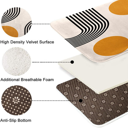 Britimes Boho Mid Century Bath Mat for Bathroom No Silp Abstract Geometric Washable Cover Floor Rug Carpets Floor Mat Bathroom Decorations 16x24 for Kitchen Bedroom