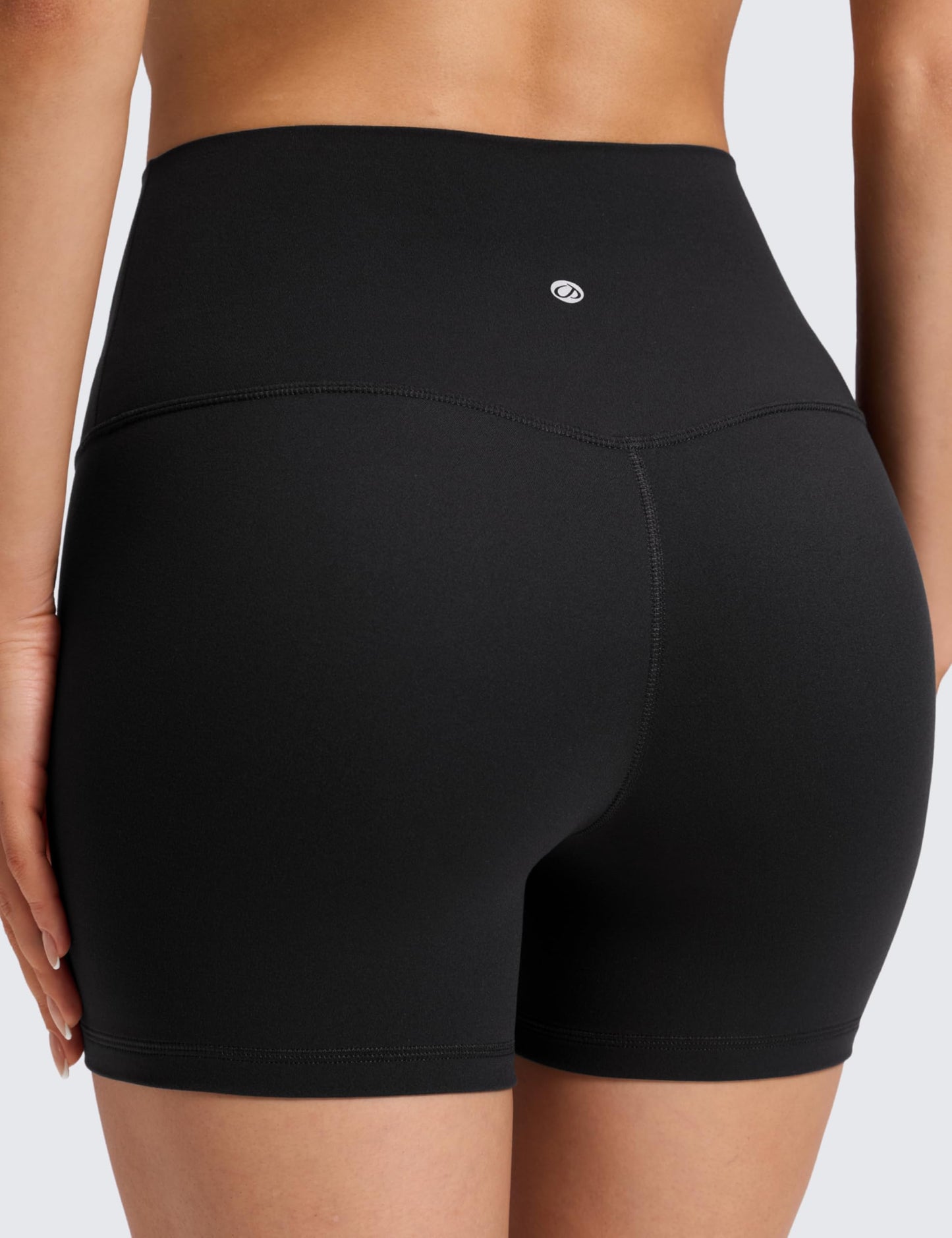 CRZ YOGA Butterluxe No Front Seam Biker Shorts 4" - High Waisted Lounge Pilates Workout Athletic Womens Buttery Soft Black Small