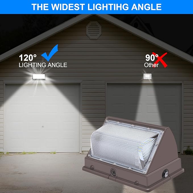 120W LED Wall Pack with Photocell, 5000K 15840LM Dusk to Dawn Lights Security Switch Control Outdoor Wall Light, Commercial Waterproof Rust-Proof Outside Lighting for Barn Shop Garage 6 Pack