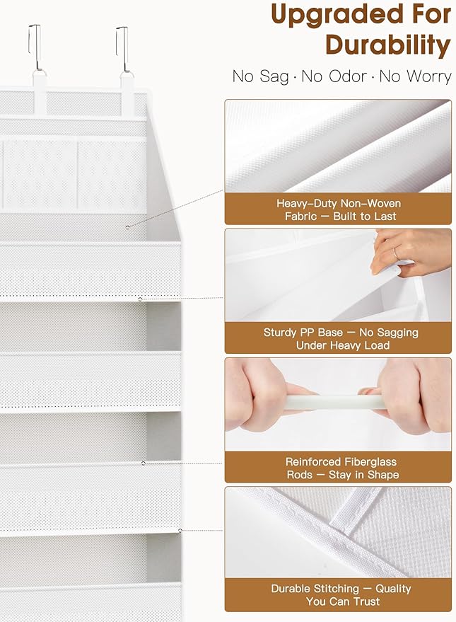 Criusia 2 Pack Over the Door Organizer, Heavy-Duty 6-Shelf Hanging Storage